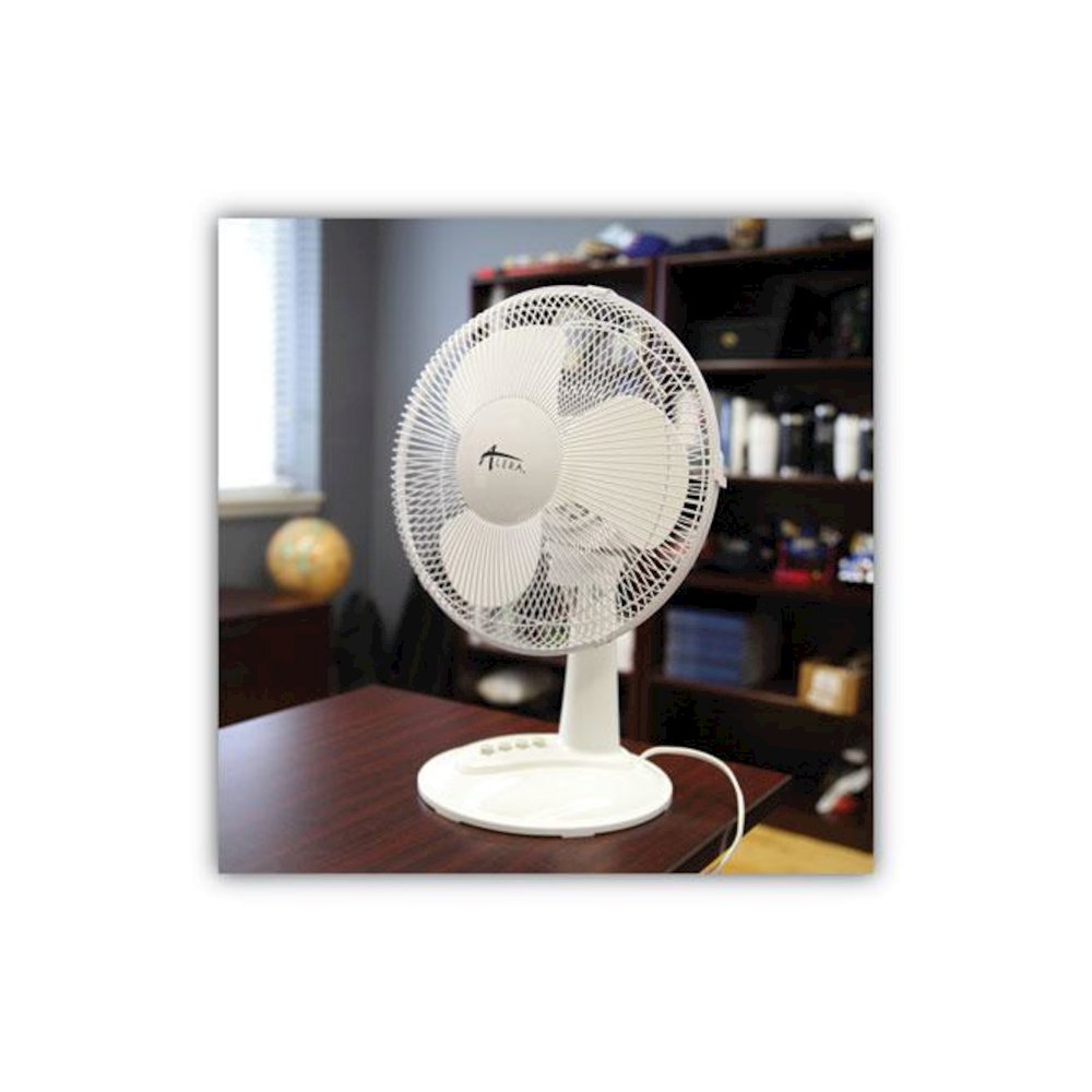 12" 3-Speed Oscillating Desk Fan, Plastic, White. Picture 4