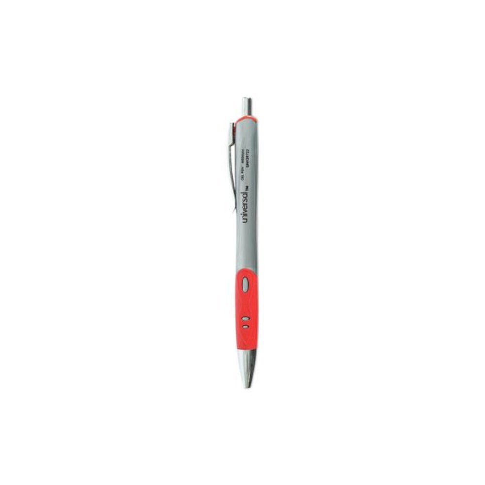Comfort Grip Gel Pen, Retractable, Medium 0.7 mm, Red Ink, Gray/Red/Silver Barrel, Dozen. Picture 1