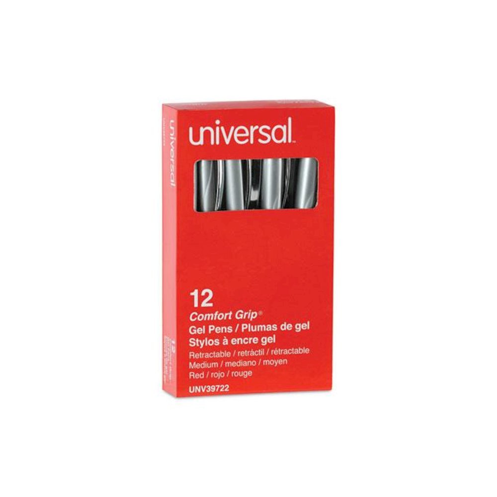 Comfort Grip Gel Pen, Retractable, Medium 0.7 mm, Red Ink, Gray/Red/Silver Barrel, Dozen. Picture 2