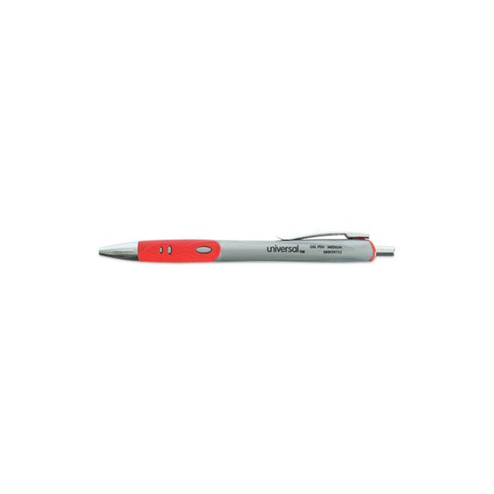 Comfort Grip Gel Pen, Retractable, Medium 0.7 mm, Red Ink, Gray/Red/Silver Barrel, Dozen. Picture 3