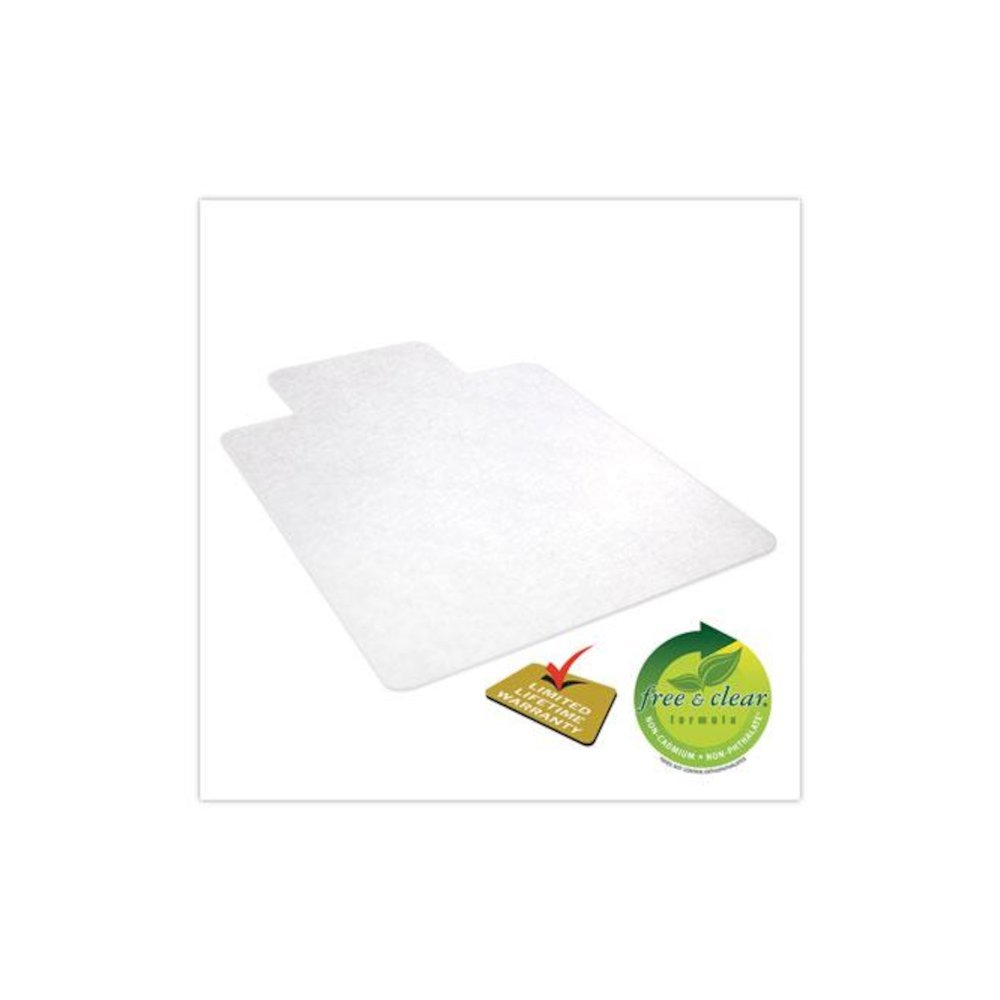 EconoMat Non-Studded All Day Use Chair Mat for Hard Floors, Rectangular with Lip, 46" x 60", Clear, Ships Flat. Picture 4