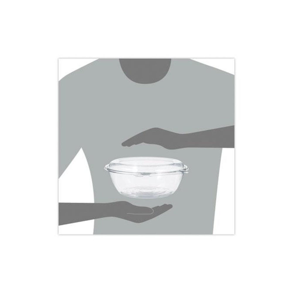 SafeSeal Tamper-Resistant, Tamper-Evident Bowls with Dome Lid, 48 oz, 8.9" Diameter x 3.4" h, Clear, Plastic, 100/Carton. Picture 5