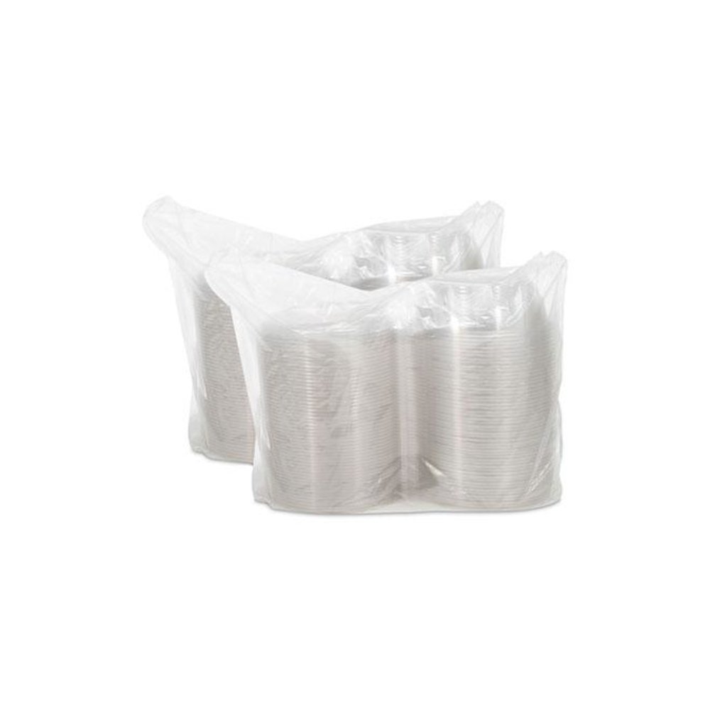 SafeSeal Tamper-Resistant, Tamper-Evident Bowls with Dome Lid, 48 oz, 8.9" Diameter x 3.4" h, Clear, Plastic, 100/Carton. Picture 4