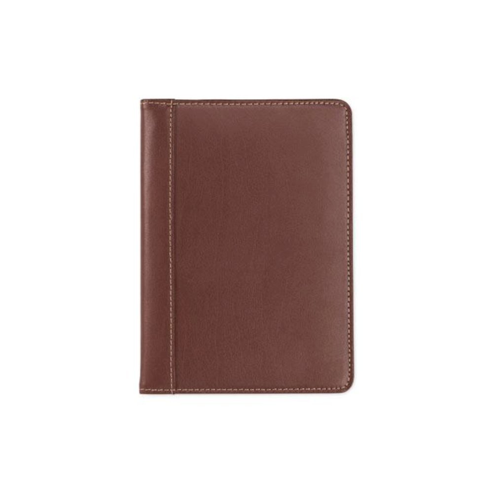 Contrast Stitch Leather Padfolio, 6.25w x 8.75h, Open Style, Brown. Picture 1