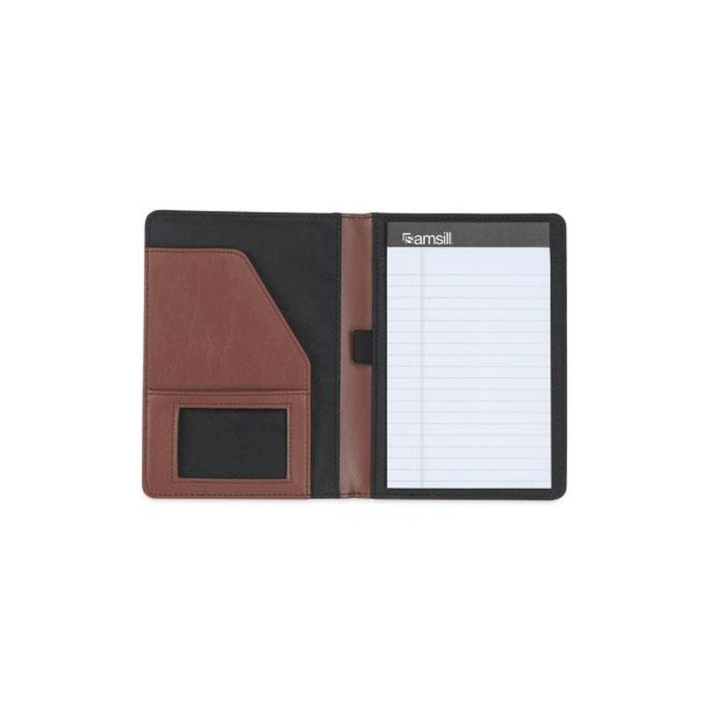 Contrast Stitch Leather Padfolio, 6.25w x 8.75h, Open Style, Brown. Picture 3