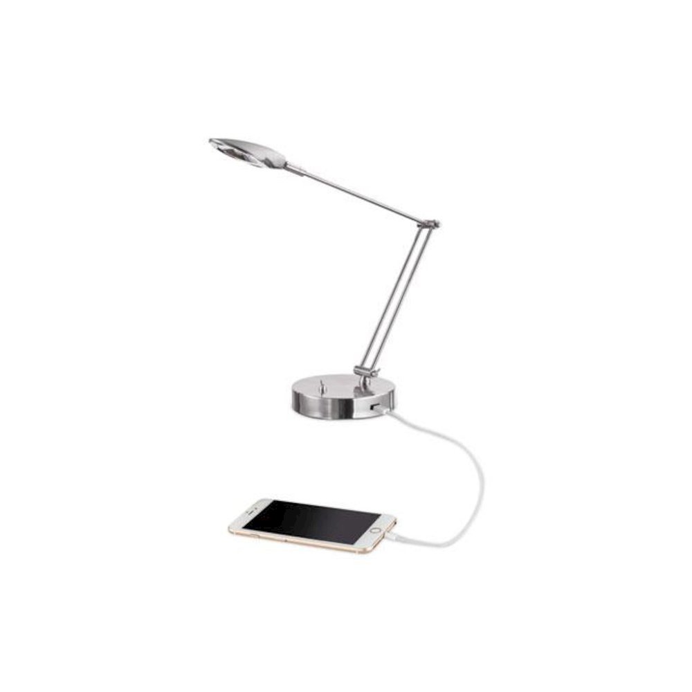 Adjustable LED Task Lamp with USB Port, 11w x 6.25d x 26h, Brushed Nickel. Picture 1