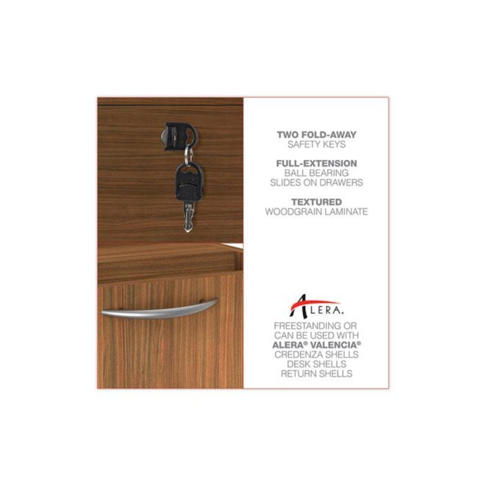Alera Valencia Series Hanging Pedestal File, Left/Right, 2-Drawer: Box/File, Legal/Letter, Modern Walnut,15.63 x 20.5 x 19.25. Picture 7