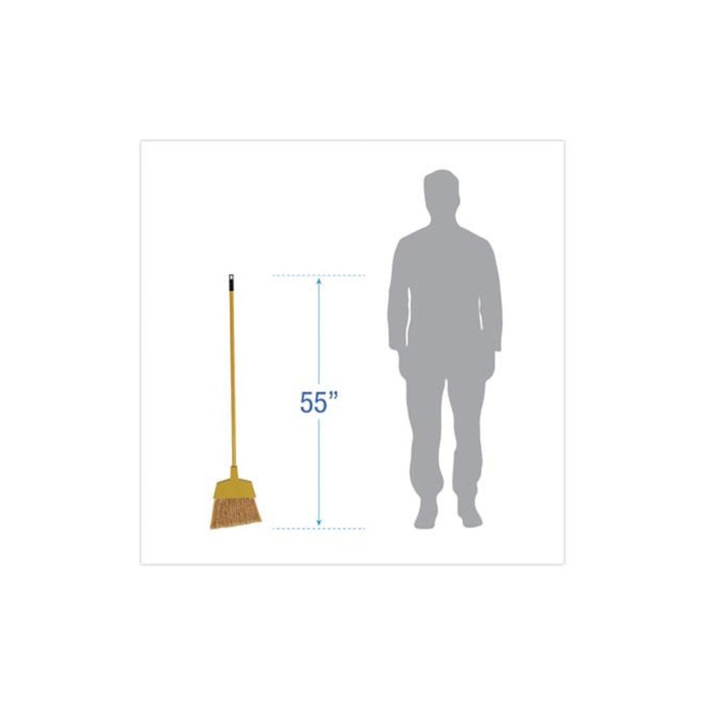 Corn Fiber Angled-Head Lobby Brooms, 55" Length, Yellow, 12/Carton. Picture 2