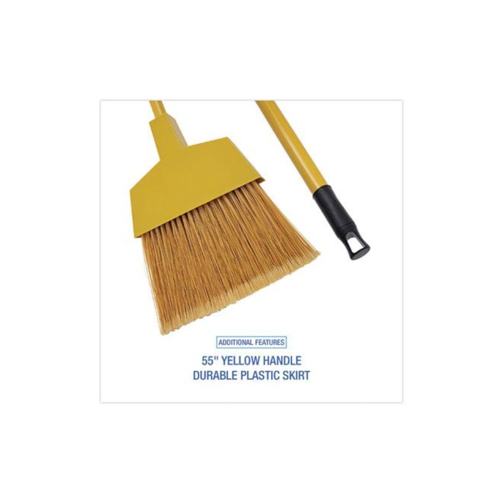Corn Fiber Angled-Head Lobby Brooms, 55" Length, Yellow, 12/Carton. Picture 3
