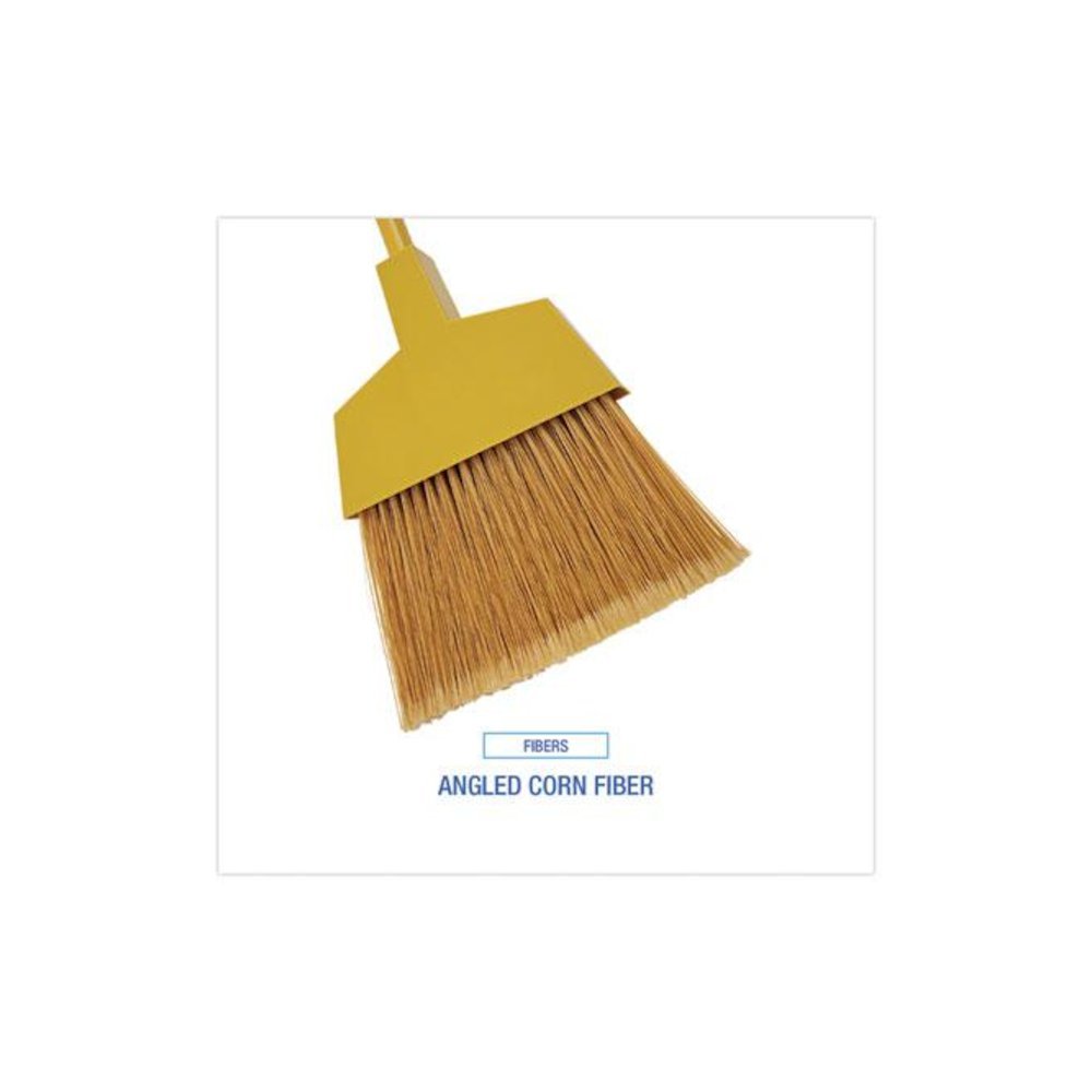 Corn Fiber Angled-Head Lobby Brooms, 55" Length, Yellow, 12/Carton. Picture 4