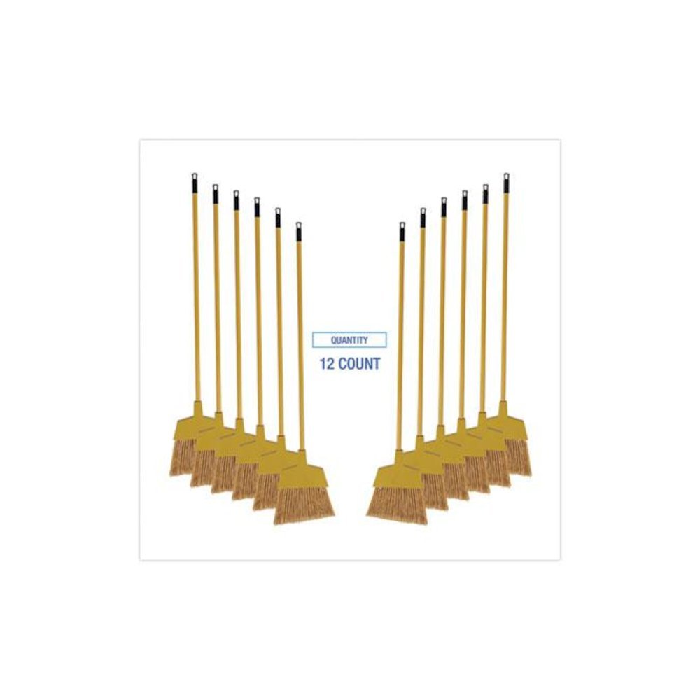 Corn Fiber Angled-Head Lobby Brooms, 55" Length, Yellow, 12/Carton. Picture 6