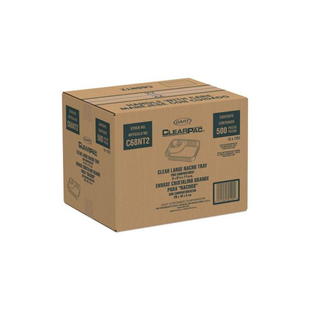 ClearPac Large Nacho Tray, 2 Compartments, 3.3 oz, 6.2 x 6.2 x 1.6, Clear, Plastic, 500/Carton. Picture 3