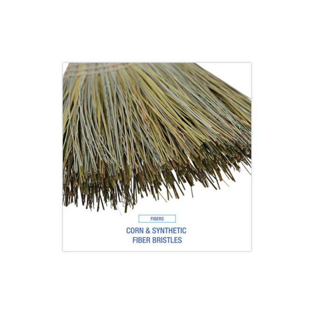 Corn/Fiber Brooms, Corn/Synthetic Fiber Bristles, 60" Overall Length, Gray/Natural, 6/Carton. Picture 4