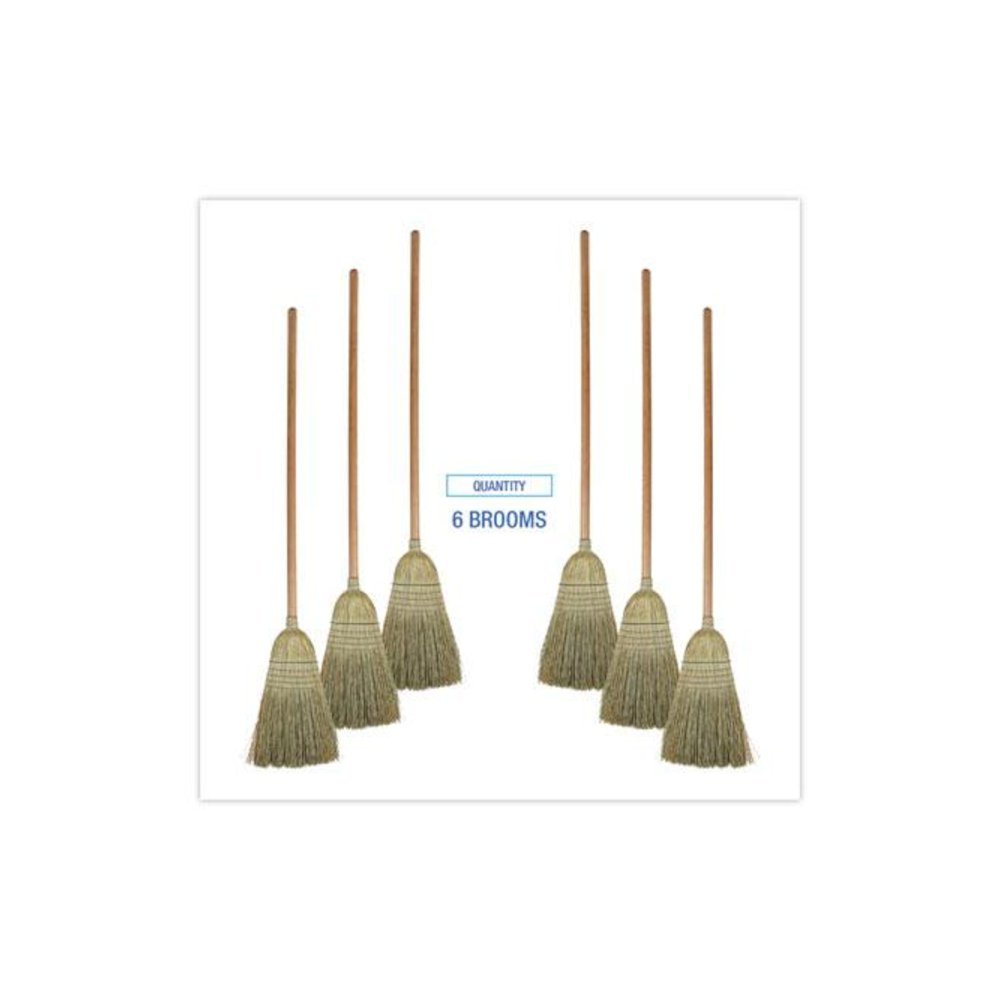 100% Corn Brooms, 60" Overall Length, Natural, 6/Carton. Picture 6