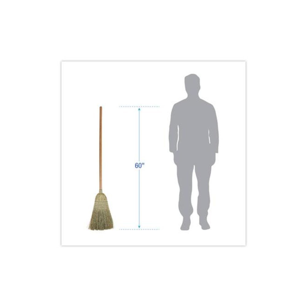 100% Corn Brooms, 60" Overall Length, Natural, 6/Carton. Picture 2