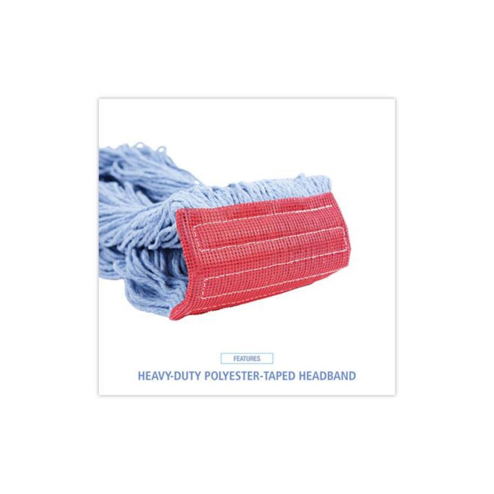 Pro Loop Web/Tailband Mop Head, Cotton/Polyester/Rayon, Large, Blue, 12/Carton. Picture 6