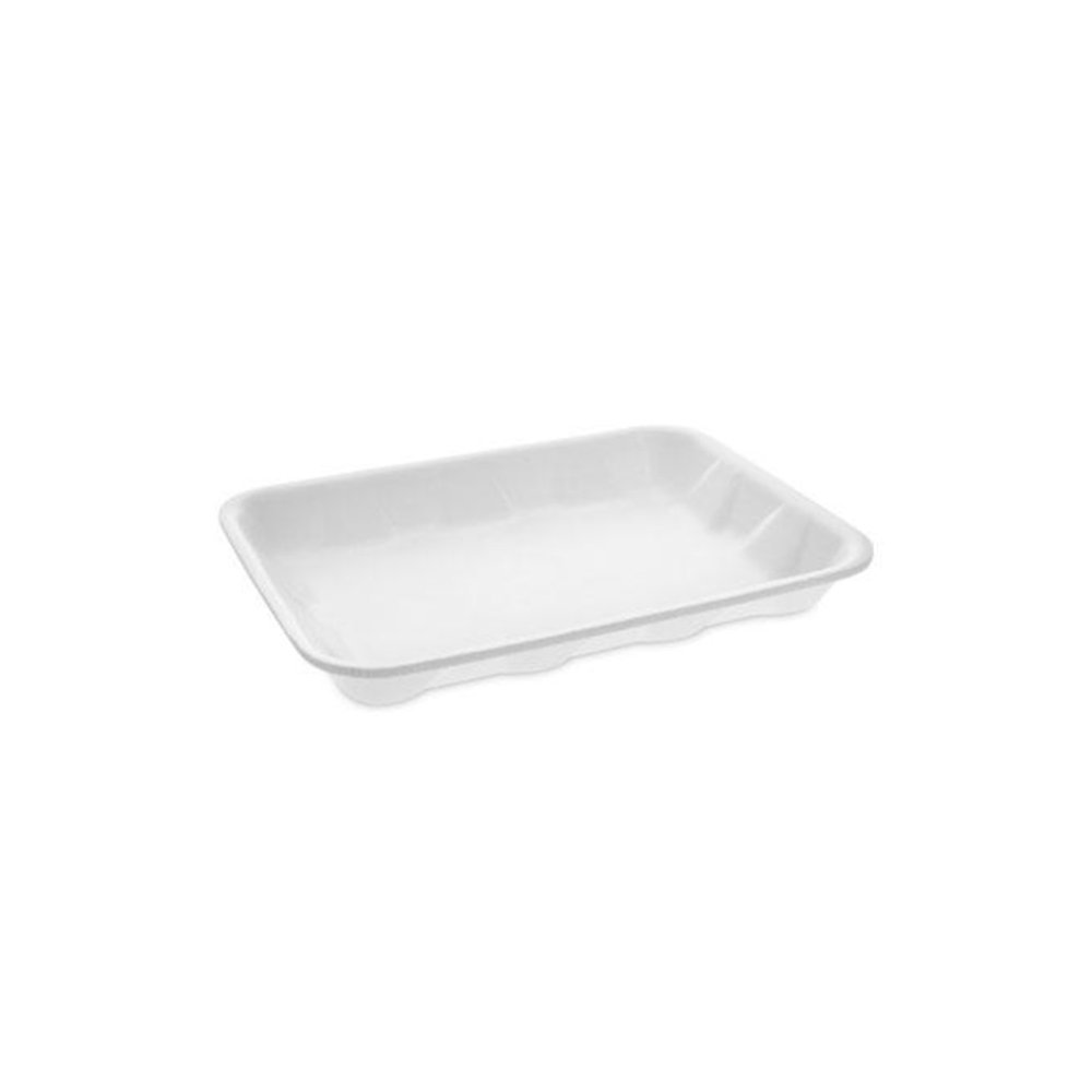 Meat Tray, #4D, 9.5 x 7 x 1.25, White, Foam, 500/Carton. Picture 1