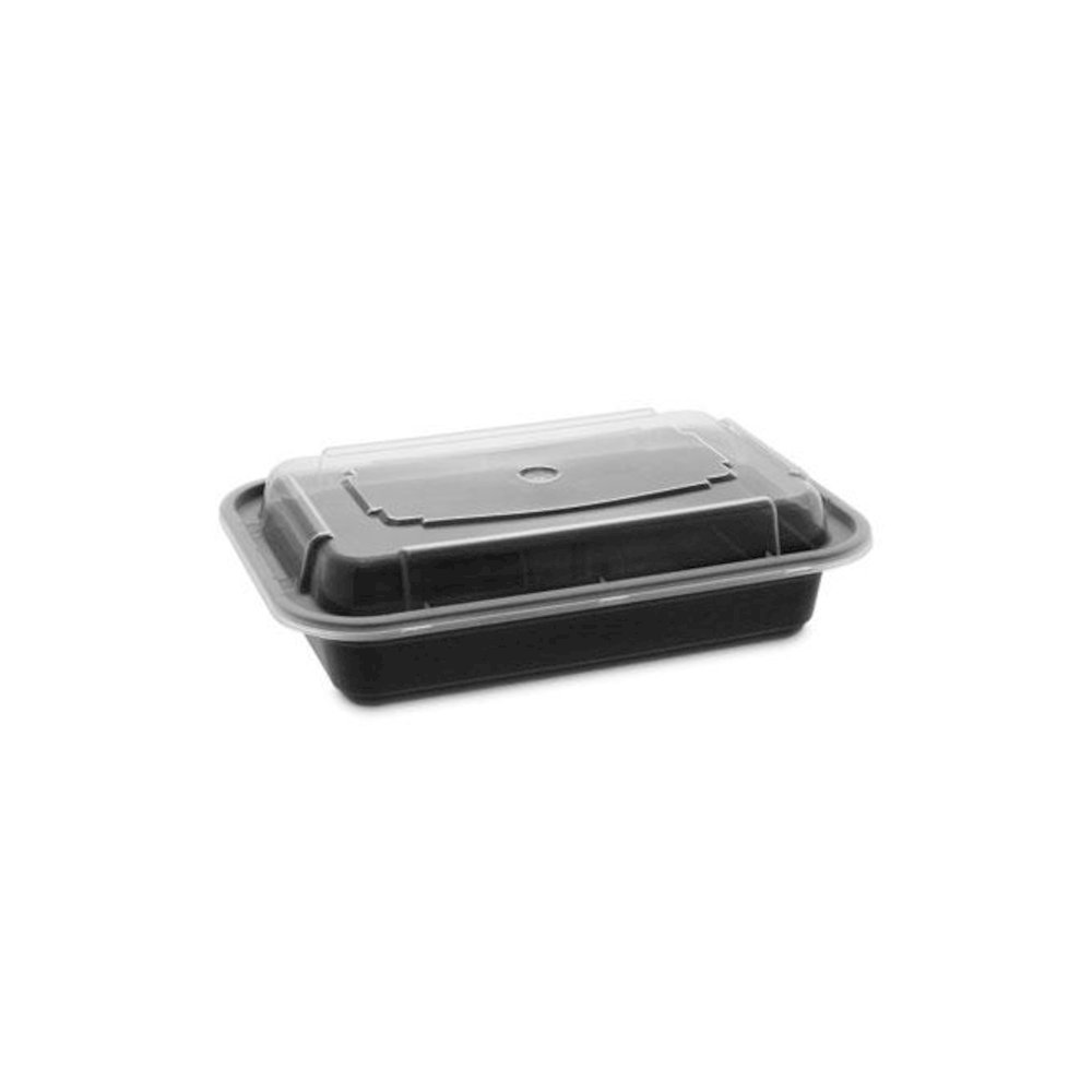 Newspring VERSAtainer Microwavable Containers, 16 oz, 7.4 x 5 x 2.2, Black/Clear, Plastic, 150/Carton. Picture 1