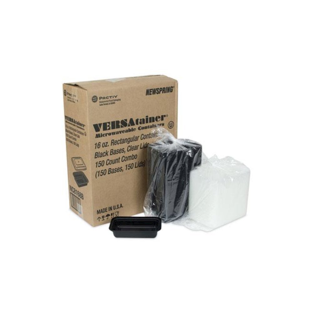 Newspring VERSAtainer Microwavable Containers, 16 oz, 7.4 x 5 x 2.2, Black/Clear, Plastic, 150/Carton. Picture 4
