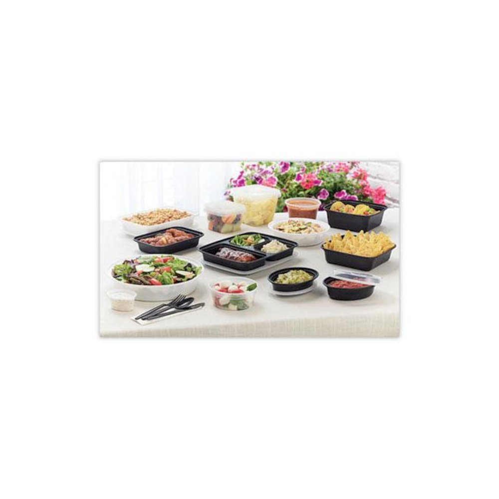 Newspring VERSAtainer Microwavable Containers, 16 oz, 7.4 x 5 x 2.2, Black/Clear, Plastic, 150/Carton. Picture 6