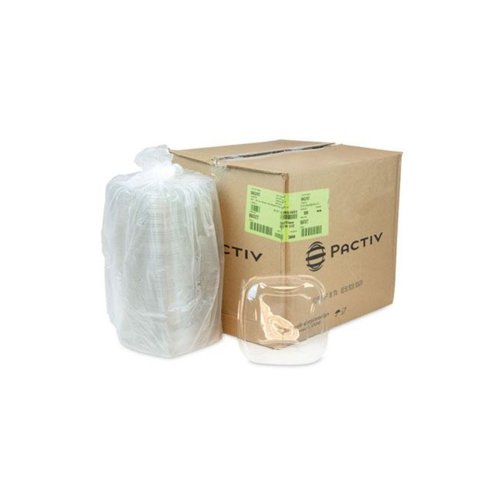 EarthChoice Square Recycled Bowl Flat Lid, 7.37 x 7.37 x 0.26, Clear, Plastic, 300/Carton. Picture 4