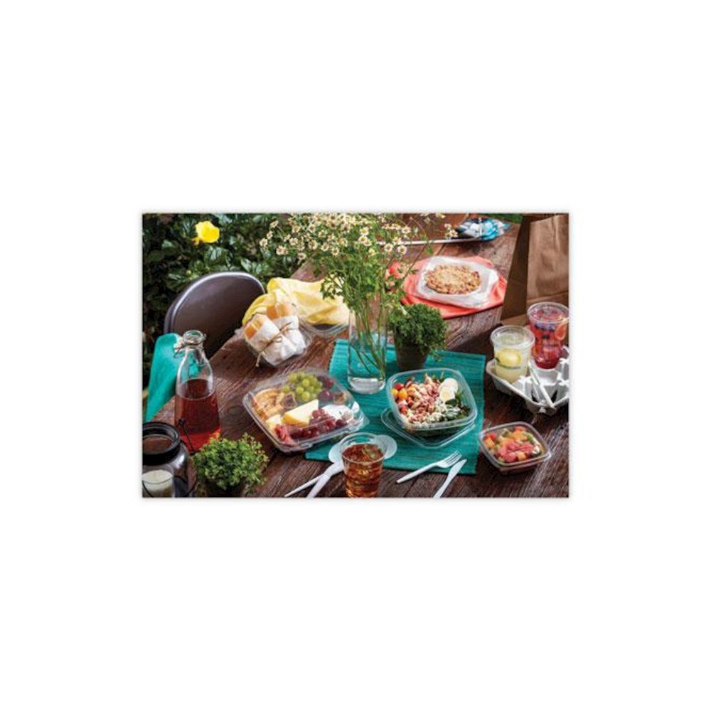 EarthChoice Square Recycled Bowl Flat Lid, 7.37 x 7.37 x 0.26, Clear, Plastic, 300/Carton. Picture 8