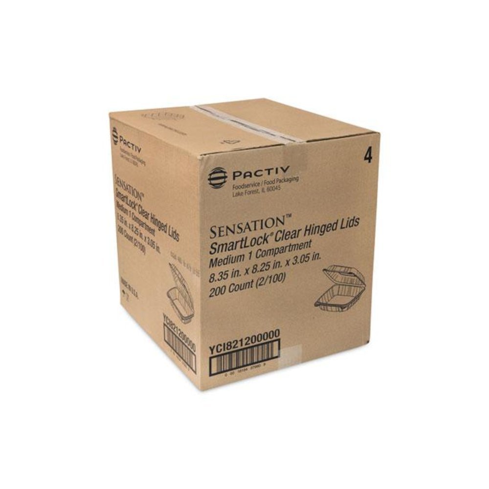 SENSATION SmartLock Hinged Lid Container, 8.5 x 8.34 x 3., Clear, Plastic, 200/Carton. Picture 3