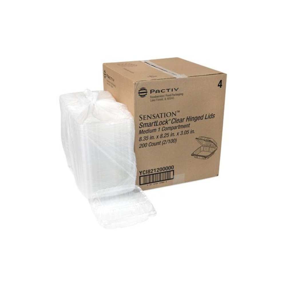 SENSATION SmartLock Hinged Lid Container, 8.5 x 8.34 x 3., Clear, Plastic, 200/Carton. Picture 5
