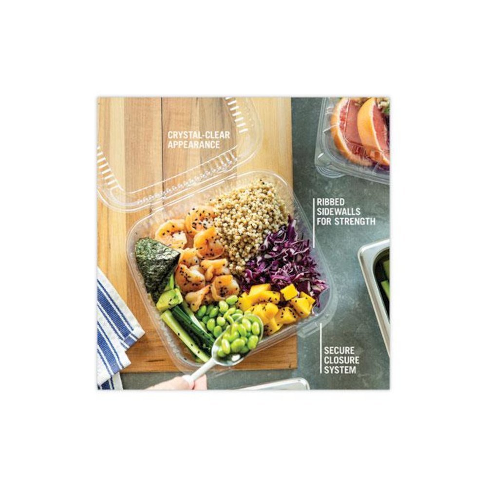 SENSATION SmartLock Hinged Lid Container, 8.5 x 8.34 x 3., Clear, Plastic, 200/Carton. Picture 8