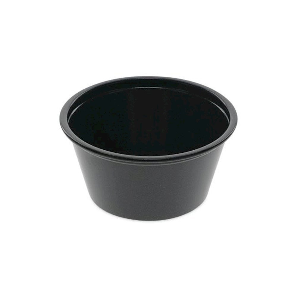 Plastic Portion Cup, 2 oz, Black, 200/Bag, 12 Bags/Carton. Picture 1