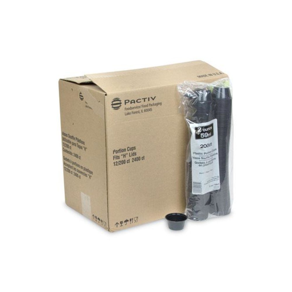Plastic Portion Cup, 2 oz, Black, 200/Bag, 12 Bags/Carton. Picture 4