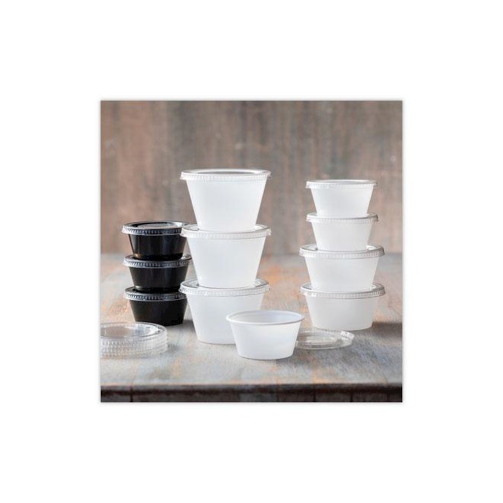 Plastic Portion Cup, 2 oz, Black, 200/Bag, 12 Bags/Carton. Picture 6