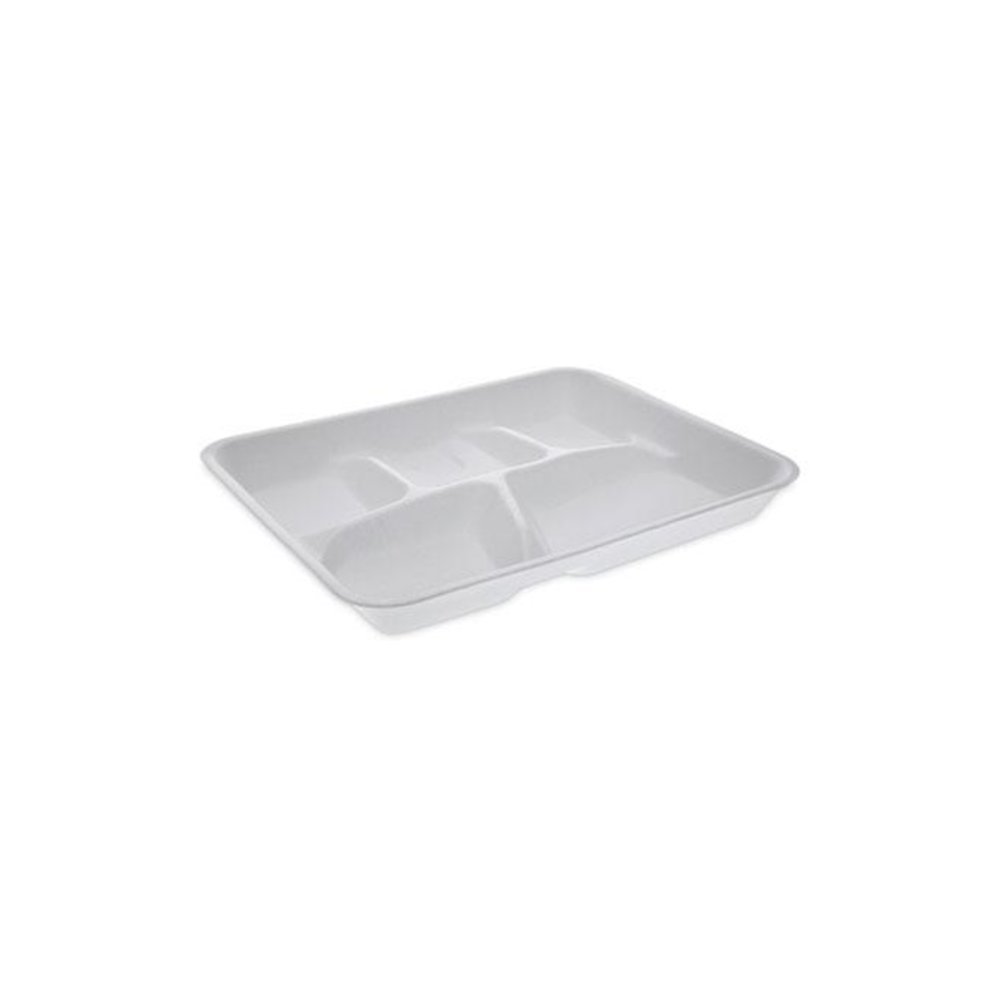 Foam School Trays, 5-Compartment Tray, 8.25 x 10.5 x 1, White, 500/Carton. Picture 1