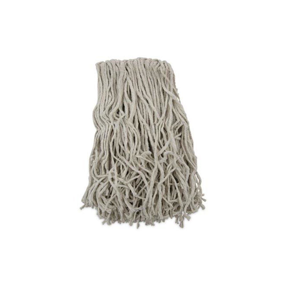 Banded Mop Head, Cotton, Cut-End, White, 16 oz, 12/Carton. Picture 1