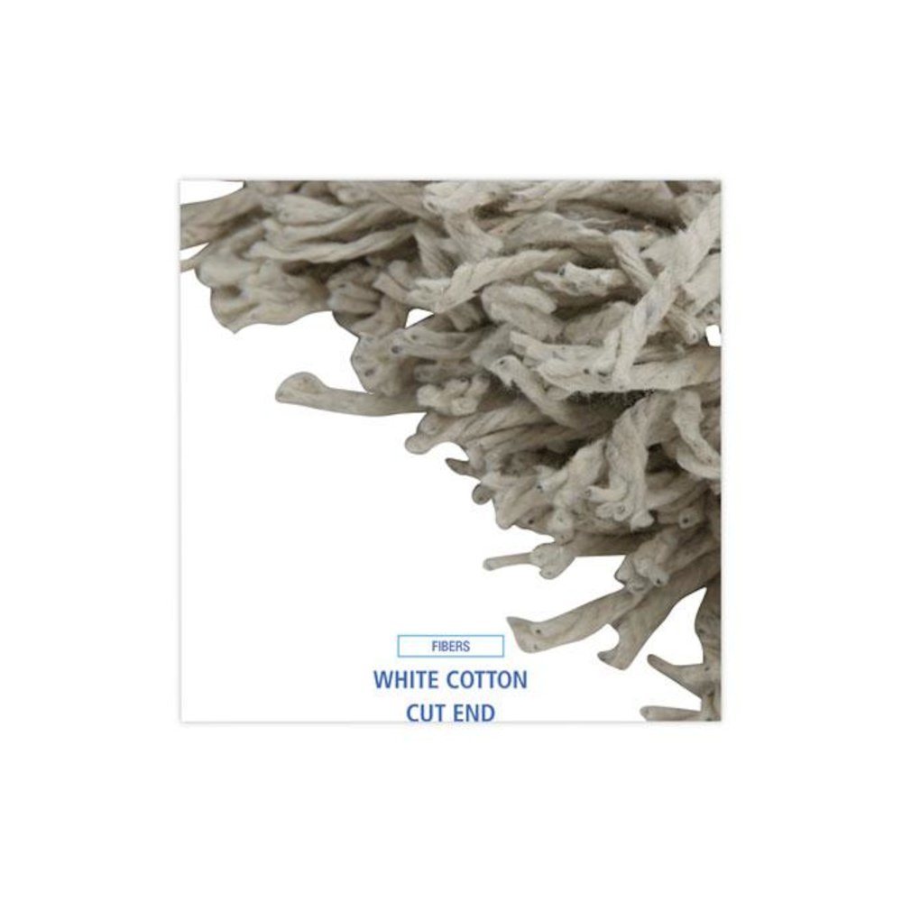 Banded Mop Head, Cotton, Cut-End, White, 16 oz, 12/Carton. Picture 4
