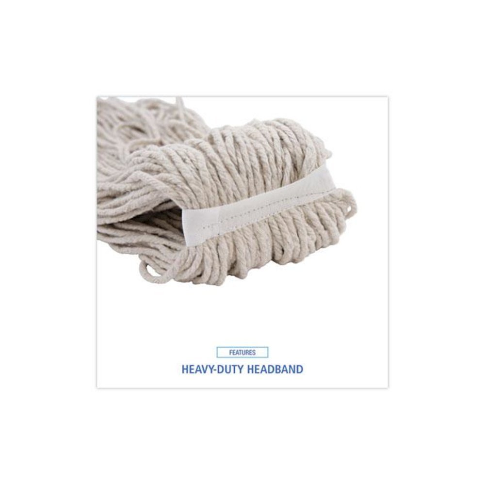 Mop Head, Cotton, Cut-End, White, 4-Ply, 32 oz, 12/Carton. Picture 6