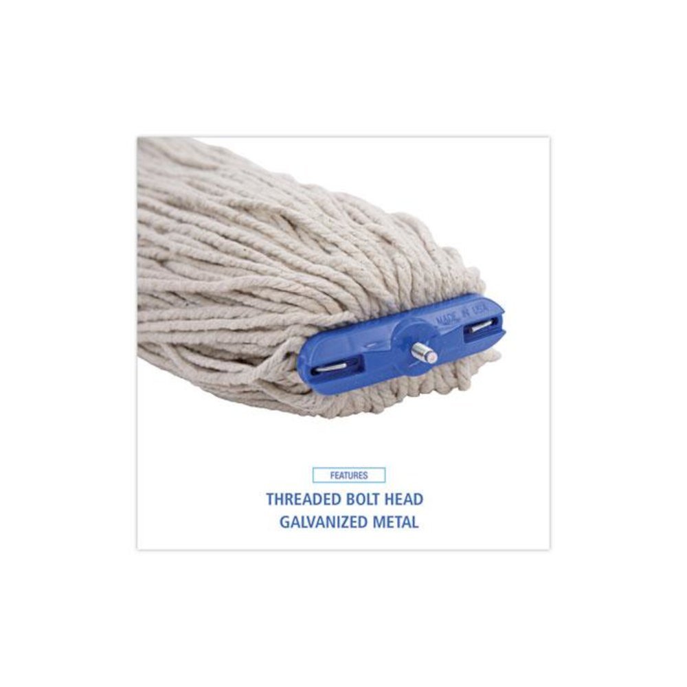 Mop Head, Lie-Flat Head, Cotton Fiber, 24 oz., White, 12/Carton. Picture 6
