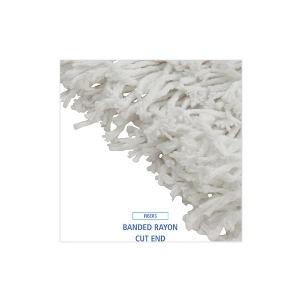 Banded Rayon Cut-End Mop Heads, #24, White, 1.25" Headband, 12/Carton. Picture 4