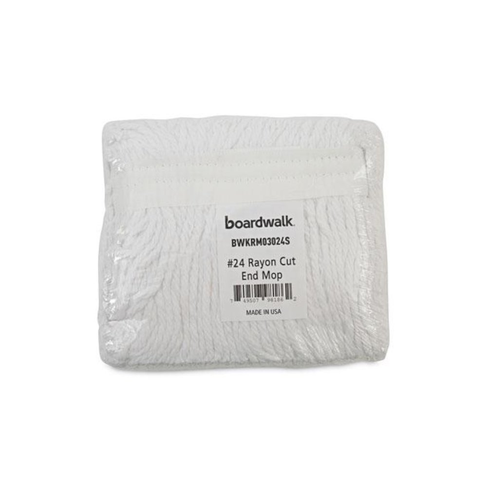 Banded Rayon Cut-End Mop Heads, #24, White, 1.25" Headband, 12/Carton. Picture 7