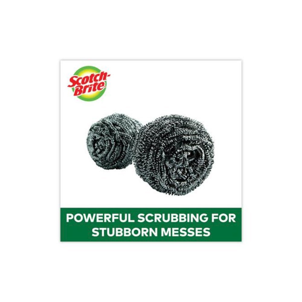 Metal Scrubbing Pads, 2.25 x 2.75, Silver, 3/Pack, 8 Packs/Carton. Picture 3