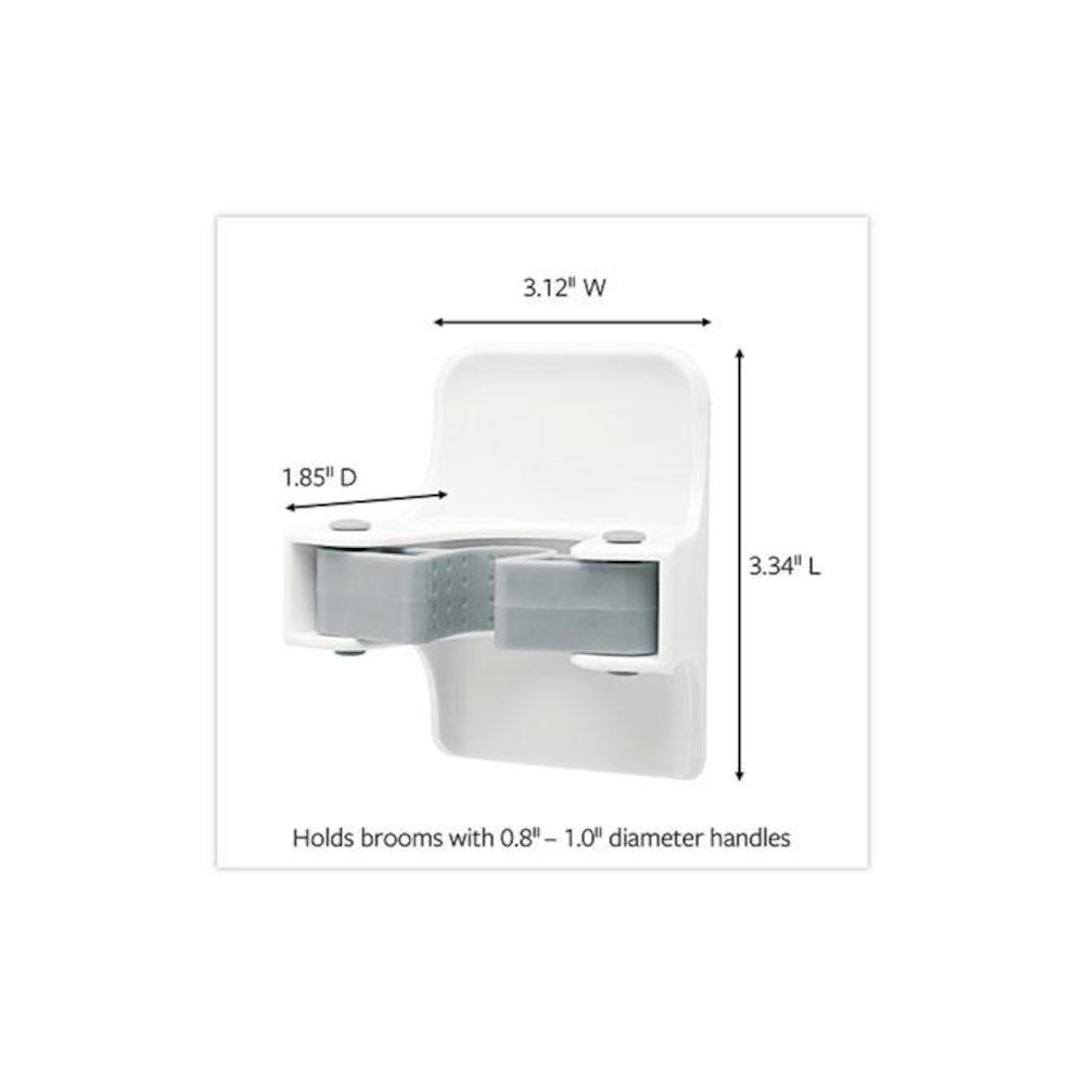 Broom Gripper, 3.12w x 1.85d x 3.34h, White/Gray, 6 Grippers/16 Strips/Pack. Picture 2