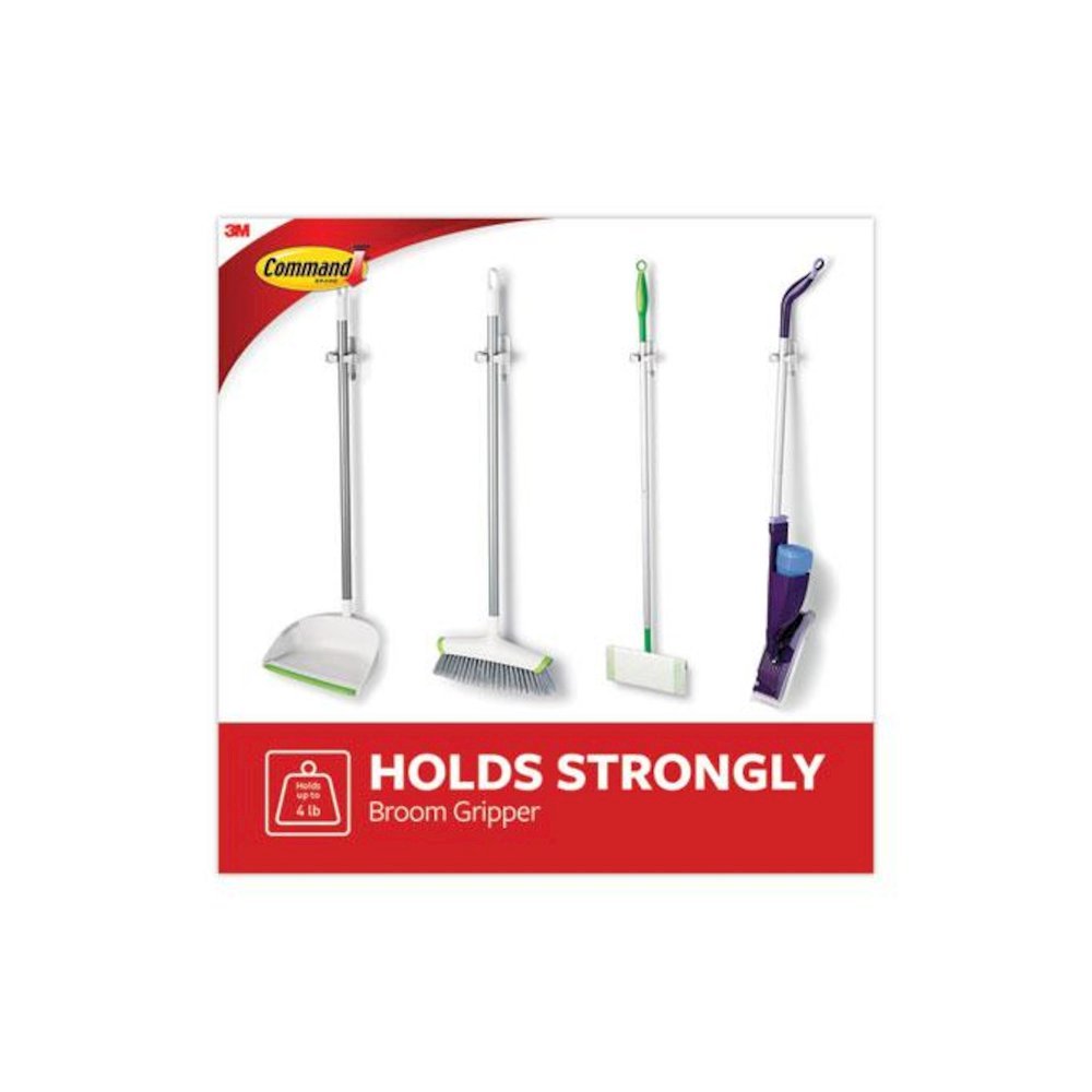 Broom Gripper, 3.12w x 1.85d x 3.34h, White/Gray, 6 Grippers/16 Strips/Pack. Picture 3