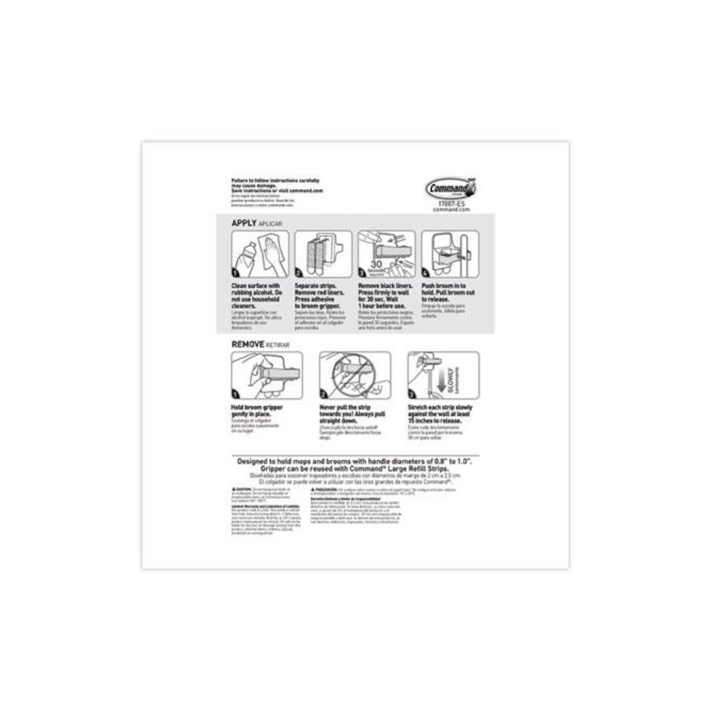 Broom Gripper, 3.12w x 1.85d x 3.34h, White/Gray, 6 Grippers/16 Strips/Pack. Picture 8