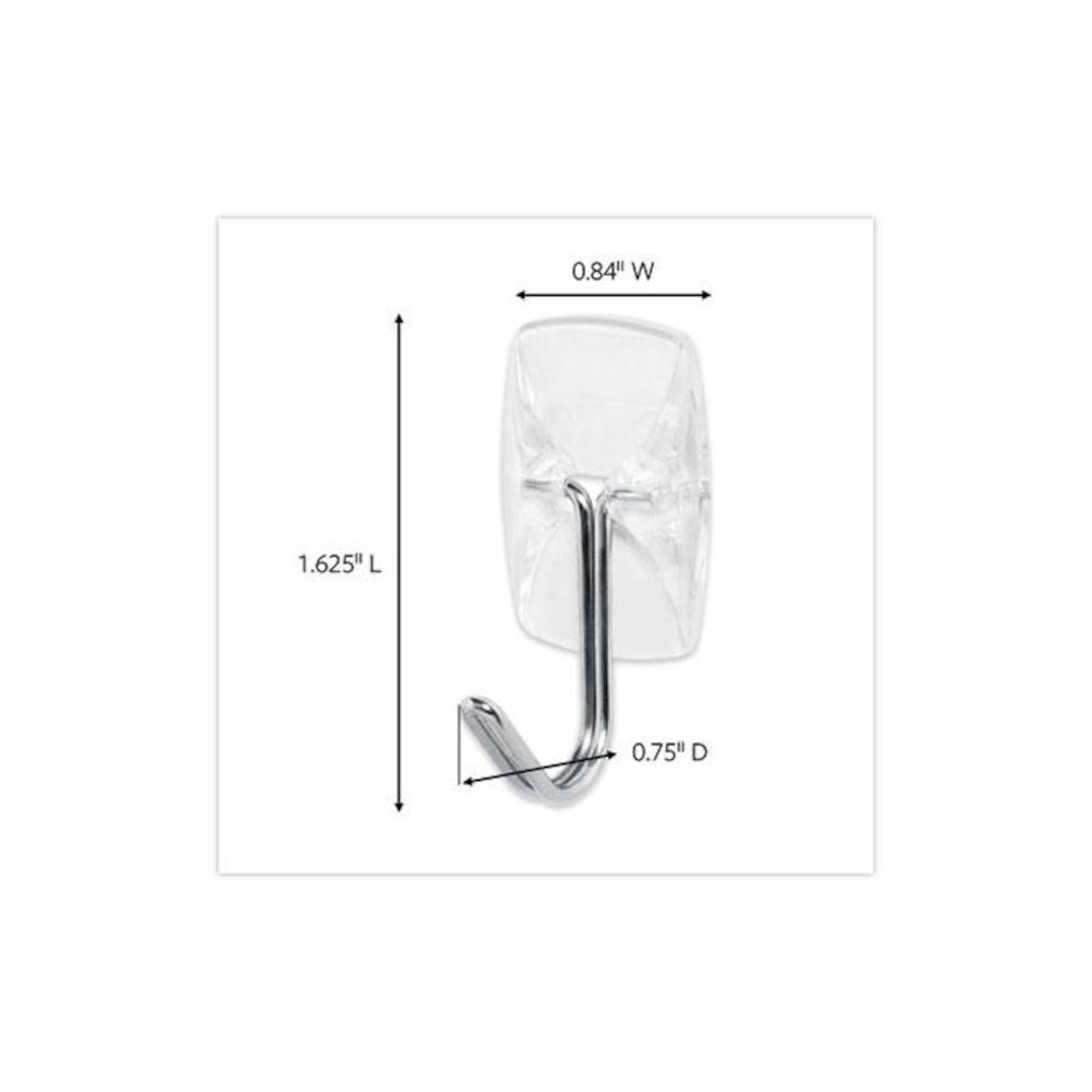 Clear Hooks and Strips, Small, Plastic/Metal, 0.5 lb Capacity, 40 Hooks and 48 Strips/Pack. Picture 2