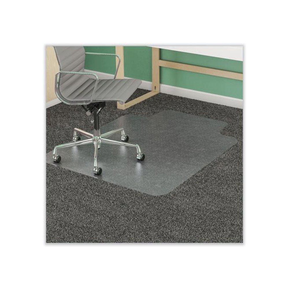 SuperMat Frequent Use Chair Mat for Medium Pile Carpeted Floors, Rectangular with Wide Lip, 46" x 60", Clear, Ships Flat. Picture 2