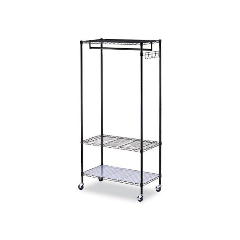 Wire Shelving Garment Rack, 30 Garments, 36w x 18d x 75h, Black. Picture 1