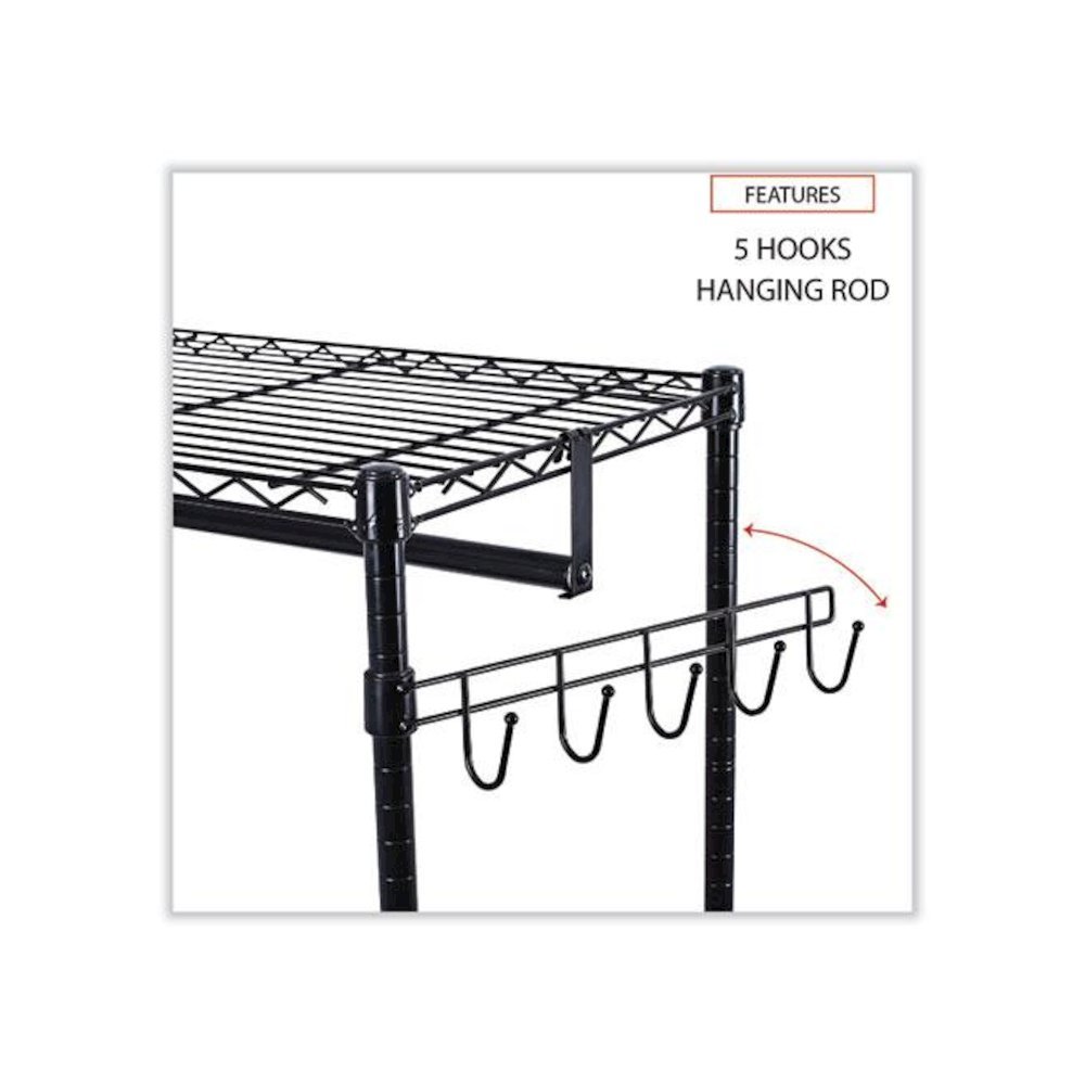 Wire Shelving Garment Rack, 30 Garments, 36w x 18d x 75h, Black. Picture 4