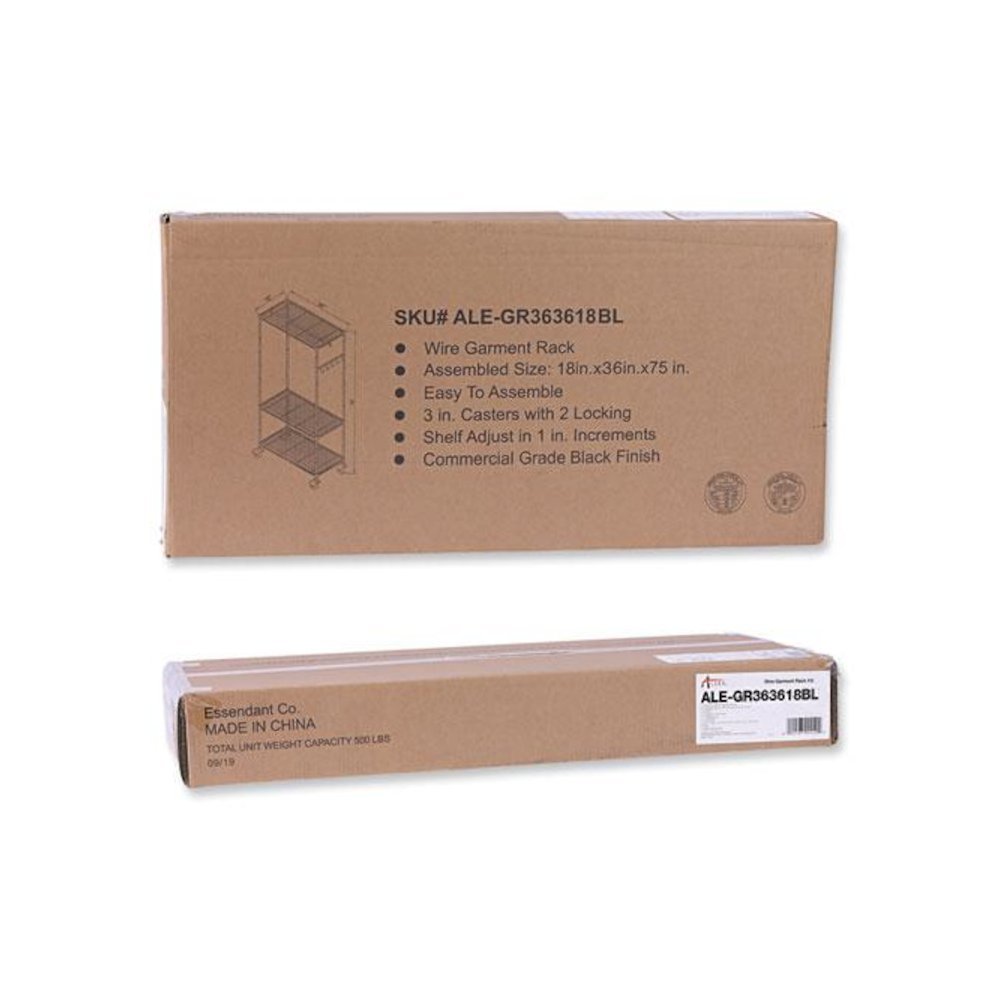 Wire Shelving Garment Rack, 30 Garments, 36w x 18d x 75h, Black. Picture 7