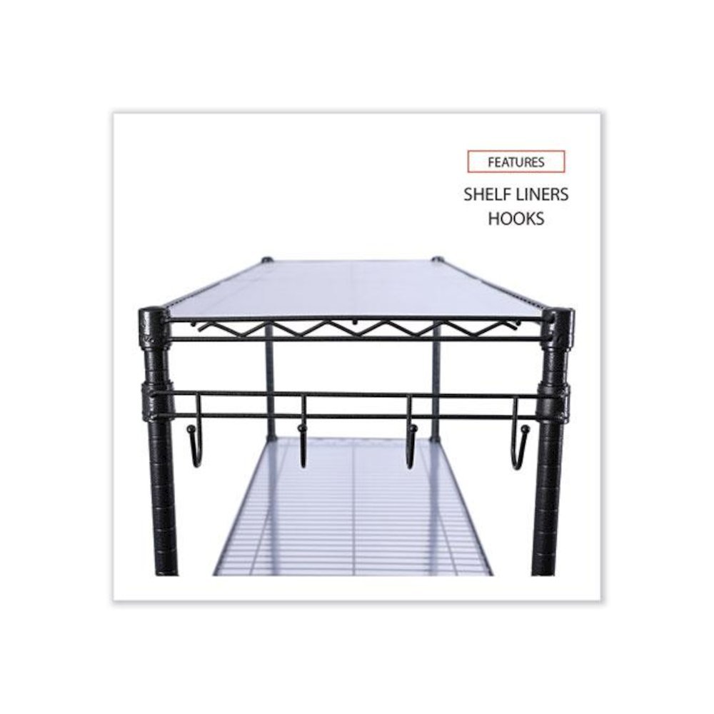 5-Shelf Wire Shelving Kit with Casters and Shelf Liners, 48w x 18d x 72h, Black Anthracite. Picture 4