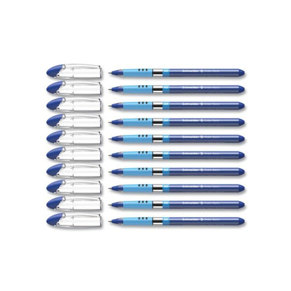 Slider Basic Ballpoint Pen, Stick, Medium 0.8 mm, Blue Ink, Blue Barrel, 10/Box. Picture 8